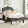 thumbnail image 3 of VECELO 2-Piece Twin Platform Bed Frame with Adjustable Headboard, No Box Spring Needed, Gray, 3 of 9