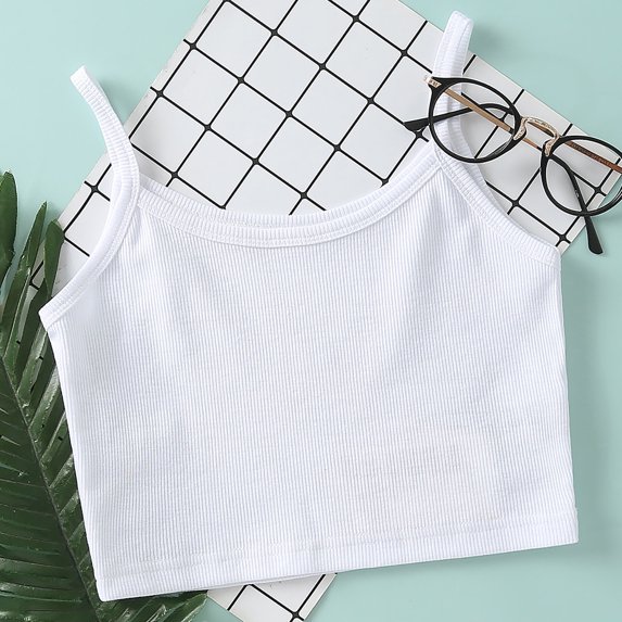 LoyisViDion Womans Shirts Clearance Women Ladies Solid Sleeveless Tops Pullover Vest Tank Crop Tops Shirts White 6(M)