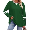 thumbnail image 5 of Hoodies Long Sleeve Shirts for Women Autumn And Winter New Round Neck Long Sleeved Loose T Shirts Female Autumn And Winter Comfortable Commute Fashion Long Sleeved Lady T Shirt Tops Green XXL, 5 of 6