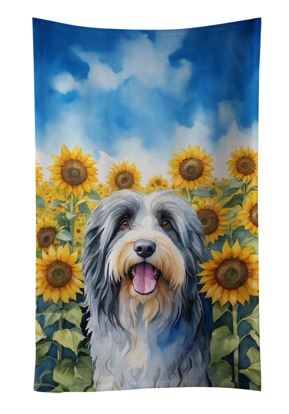 Coton de Tulear in Sunflowers Kitchen Towel 15 in x 25 in
