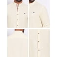 thumbnail image 7 of DARING DIVA Men's Stand Collar Long Sleeves Button Down Linen Shirts M Khaki, 7 of 7