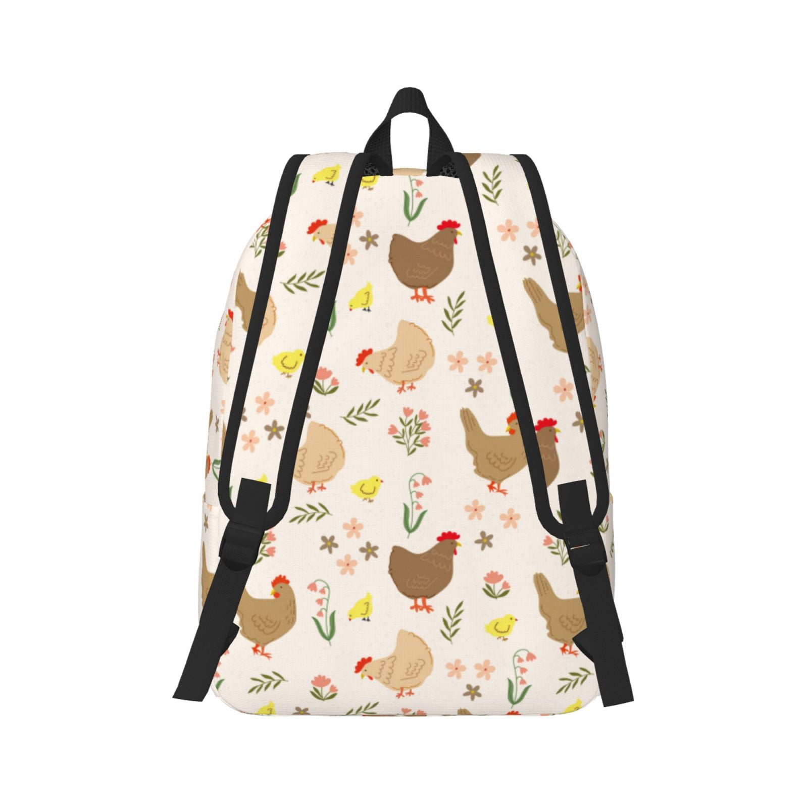 Rateoe Chicken Family Pattern Canvas College Laptop Backpack,Travel Daypack,Durable Rucksack Travel Notebook Bag School Backpack Book Bag for Men Women-Small