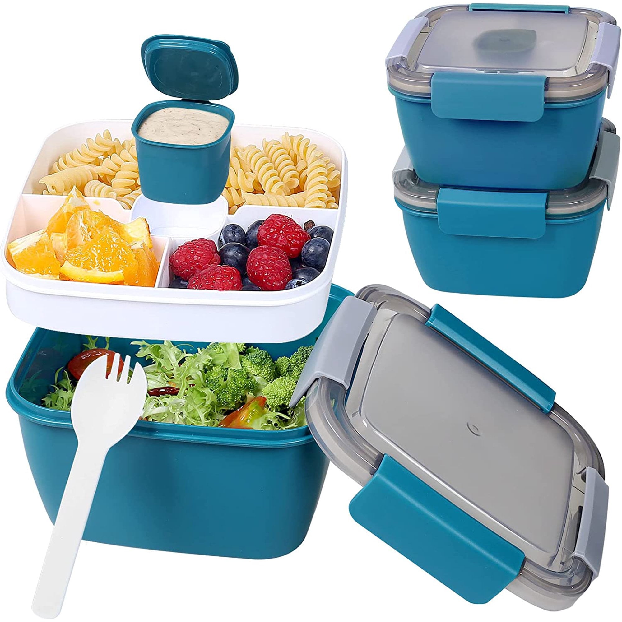 Blue COOL GEAR Plastic Salad/Pasta Container with FREEZABLE LID Salad to GO 