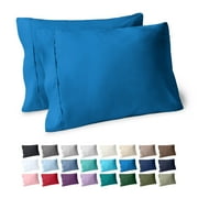 Bare Home Pillowcase Set - Premium 1800 Collection - Double Brushed - Ultra Soft - Standard Size, Medium Blue, 2 Count