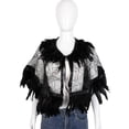 thumbnail image 2 of Lace Mesh Feather Cape Shawl, Black Gothic Shoulder Wrap, 192x45cm, 2 of 7
