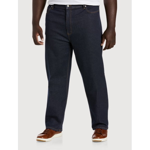 Big and Tall Essentials by DXL Men's Loose Fit Jeans, Dark Rinse, 58W x 32L