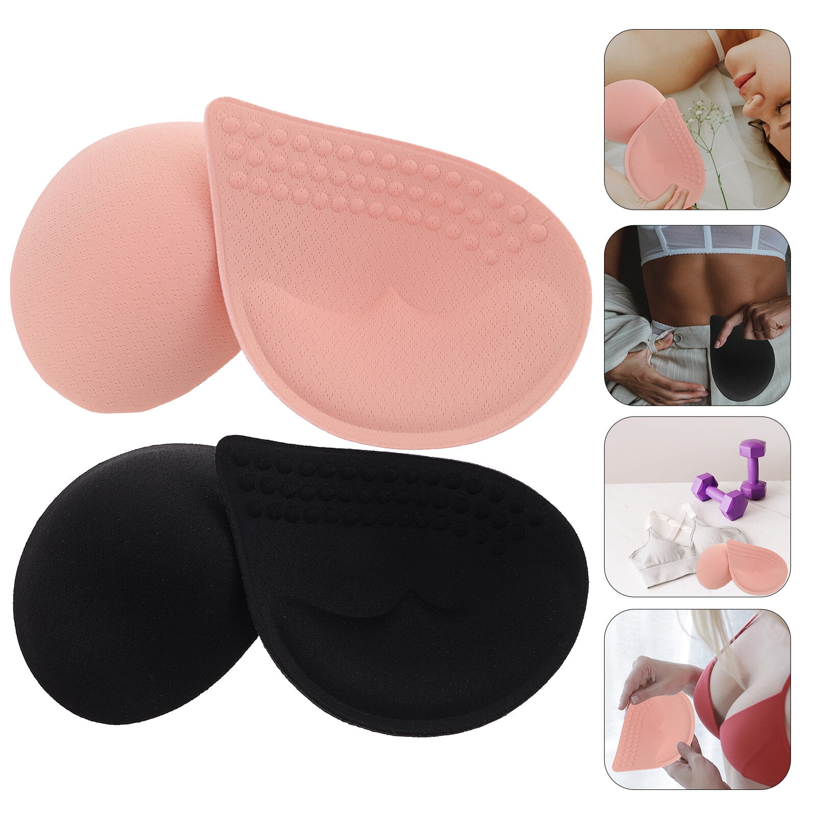 2 Pairs (4 Pieces ) Latex Chest Pad Breathable Bra Pads Inserts Removable  Women's Sports Cups Bra Pads Or Swimsuit Insert C144