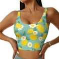 thumbnail image 2 of Haiem Lemons Chamomile Flowers And Leaves Pattern Womens Sports Bra - U Neck Padded Low Impact Yoga Bra Workout Crop Top Gym Moisture-Wicking Workout Vest -Medium, 2 of 9