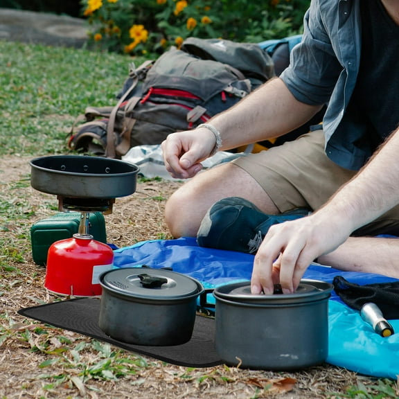 Raindrops Tabletop Fire Pit Outdoor BBQ Grill Mat Black 1Pack 46.00X38.00X0.20cm Fireproof Heat Resistant