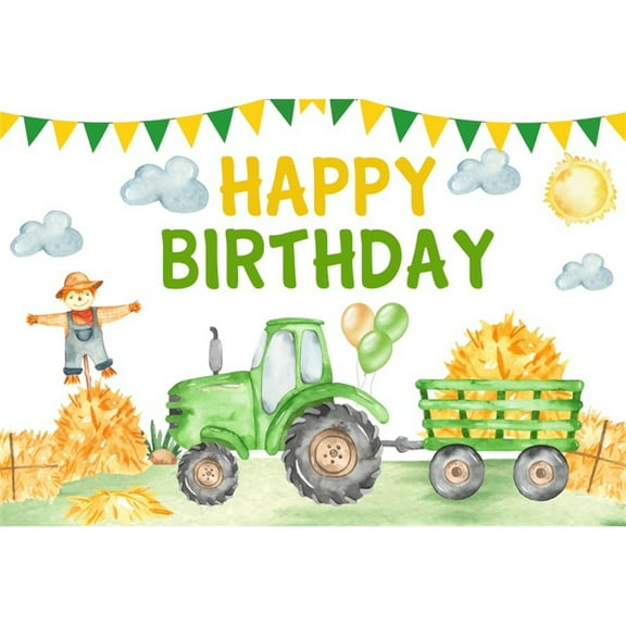Gre Tractor Truck Birthday Party Backdrop Boy Girl Happy 1st Birthday Baby Shower Gre Farm Photography Background Banner