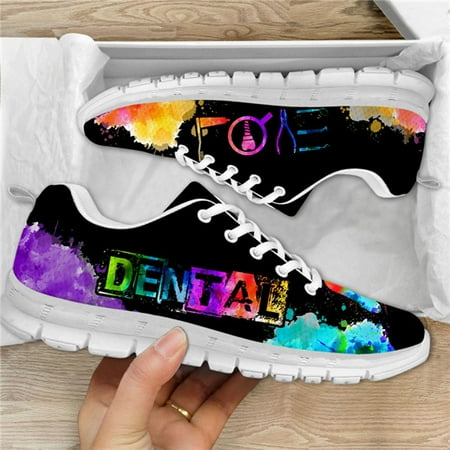 

Casual shoes for women 2021 Men Lace Up Flats Sneakers Cute Cartoon Galaxy Dental/Tooth/Dentist 3D Print Women Jogging Shoes