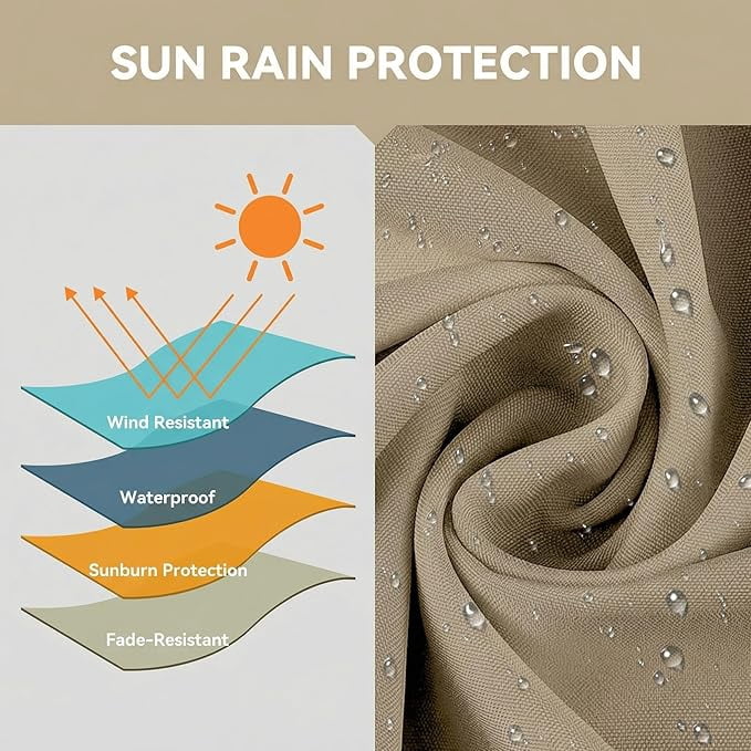 15×15ft Outdoor Patio Umbrella, Double Sided Market Rectangle Umbrella with Crank Handle, Large Sun Shade for Outside Deck, Backyard, Garden（Beige）