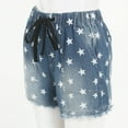 thumbnail image 6 of vigerkar Denim Shorts for Women High Waisted Drawstring Star Prints Raw Hem Jean Shorts Blue, L, 6 of 9