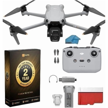 DJI Air 3S with 2-Year Extended Warranty - 1" CMOS 4K/60fps HDR Camera Drone with RC-N3, 128GB MicroSD, 45-Min Flight Time & 20km Video Transmission Professional Bundle