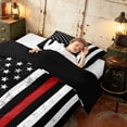 thumbnail image 4 of Manfei Vintage Red American Flag Twin Comforter Sets, Patriotic Bedding Set, Black White Red, Black Reversible 2pcs, 1 Comforter and 1 Pillowcase, 4 of 6