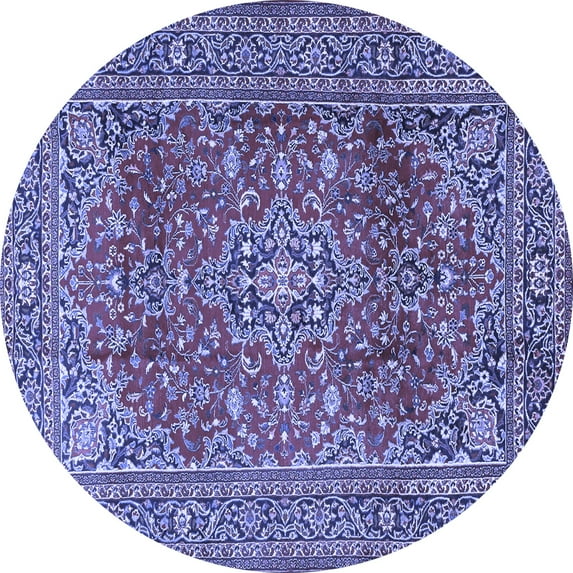 Ahgly Company Machine Washable Indoor Round Persian Blue Traditional Area Rugs, 3' Round