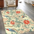 thumbnail image 3 of 3'x5' Area Rugs, Red Pink Floral Indoor Outdoor Area Rug for Living Room Bedroom, Vintage Watercolor Bird Flower Leaf Plant Washable Bathroom Rugs Kitchen Floor Carpet Mats Home Decor Aesthetic, 3 of 8