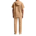thumbnail image 3 of Men's 2 Piece Hooded Short Sleeve Shirt And Long Pants Set, Lightweight Linen Style Casual Summer Outfit For Vacation, Daily Wear And Outdoor Loungewear,Earthy Yellow,M, 3 of 3