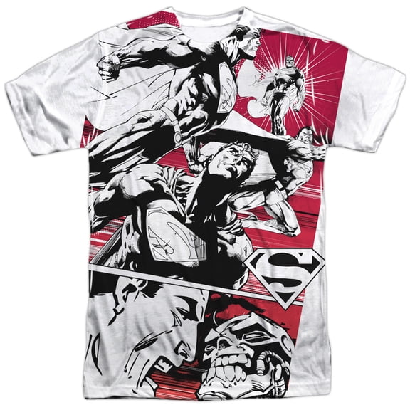 Superman Men's  Angry Red Sublimation T-shirt White
