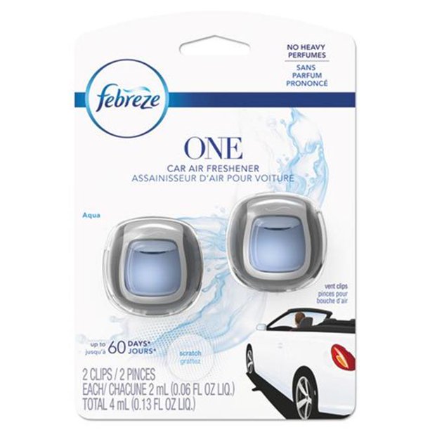 Febreze CAR Air Freshener, Fresh Water, 2 mL Clip, 8/Carton 74593