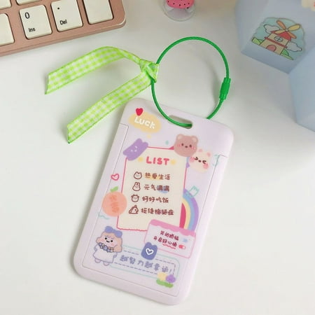 

Cartoon Student Korean style Bag Pendant Bunny Stationery Bus Card Protective Cover ID Card Holder Meal Card Hard Shell 4