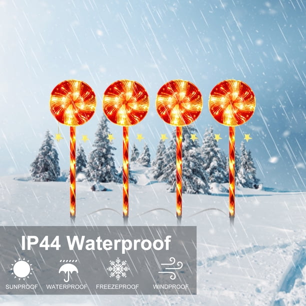 Luces De Caramelo Wdftyju lámpara de enchufe de tierra de césped impermeable con luces de caramelo de Navidad uno Para cuatro enchufes de EE UU Para estrenar