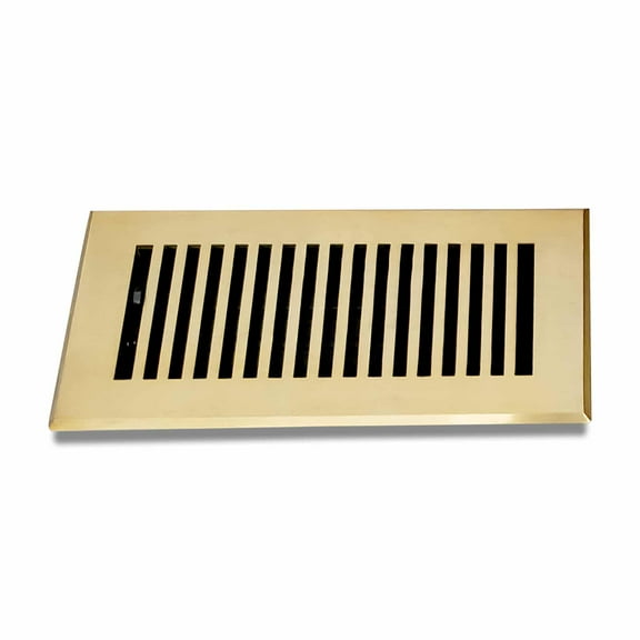 Prima Decorative Hardware Cast Aluminum Floor Register Brushed Gold Size 4" X 10" VR102 - No Holes