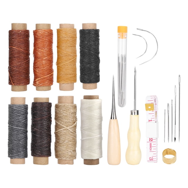 Emoshayoga Herramientas de Reparación de Cuero, Juego de Herramientas de Costura de Cuero, 28 Piezas, Herramienta de Artesanía de Cuero Ligera Y Duradera para Manualidades de Bricolaje para Reparar