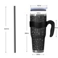 thumbnail image 4 of 40oz Tumbler,Black White Halloween Skull Bat Moon Pattern Insulated Tumblers with Removable Handle,Stainless Steel Double Vacuum Coffee Tumbler Cup with Straw for Home,Office,Travel,Party, 4 of 5