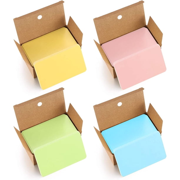 400 tarjetas de color, tarjetas flash, tarjetas de papel kraft en blanco de colores, tarjeta postal en blanco, tarjeta de nota, tarjeta de agradecimiento, tarjeta de visita (rosa/verde/amarillo/azul) TUNC Sencillez