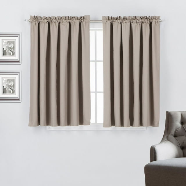 2pc 100% Blackout Rod Pocket Thermal Insulated Window Treatment Curtain ...