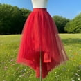 thumbnail image 4 of Jamsmile Women Tulle Skirts Mesh Layered Asymmetrical High Elastic Waistband Skirt Flowy Chiffon Tiered Ruffle Hem Skirts, 4 of 4
