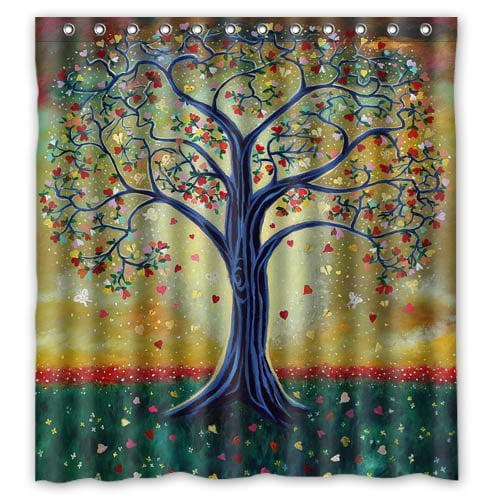 HelloDecor Birds on The Tree Shower Curtain Polyester Fabric Bathroom
