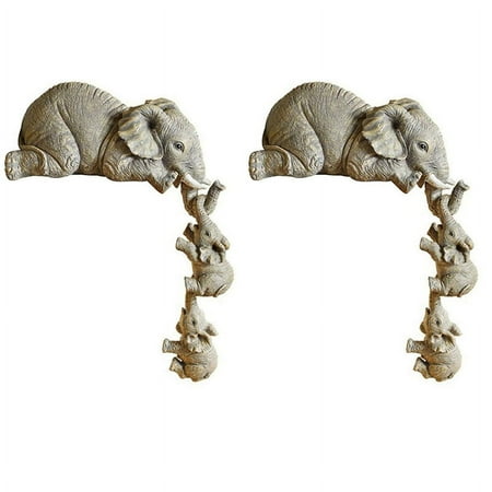 

Elephant Resin Ornaments 6-Piece Decor 2 Elephant Mothers and 4 Babies Hanging of Handicraft Statues
