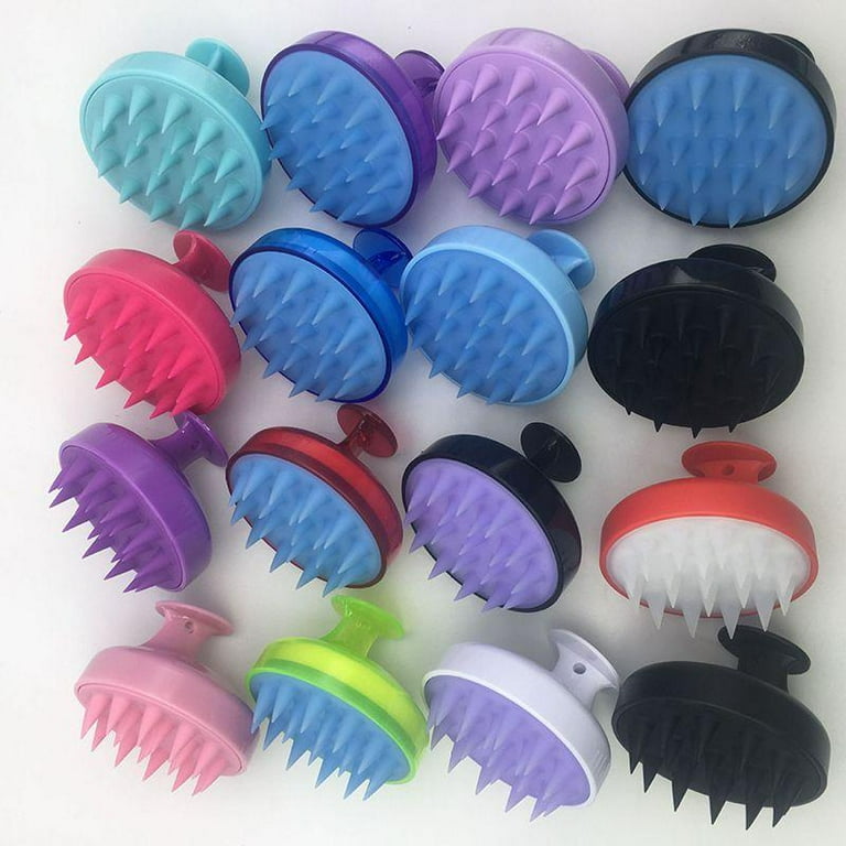 Purple Scalp Massager Shampoo Brush - Long Handle Hair Scalp Scrubber With Soft Silicone Bristles