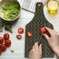 thumbnail image 3 of Geometric Cutting Board, Knitted Seem Jacquard View Pattern Geometric Image, Decorative Tempered Glass Cutting and Serving Board, Wine Bottle Shape, Petrol Blue Cinnamon, by Ambesonne, 3 of 5