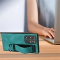 thumbnail image 4 of Jiahe Cover for Samsung Galaxy S23, Slim Hybrid Shockproof Leather Case,with Wristband Kickstand Strap Hand Holder Ring Soft TPU Bumper Protective Case Cover, green, 4 of 6