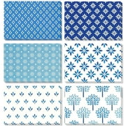 48 Pack Blue Stationery Notecards and Envelopes Set, 4x6-Inch All Occasion Thank You Notes for Birthdays, Business, 6 Floral Designs (Blank Inside)