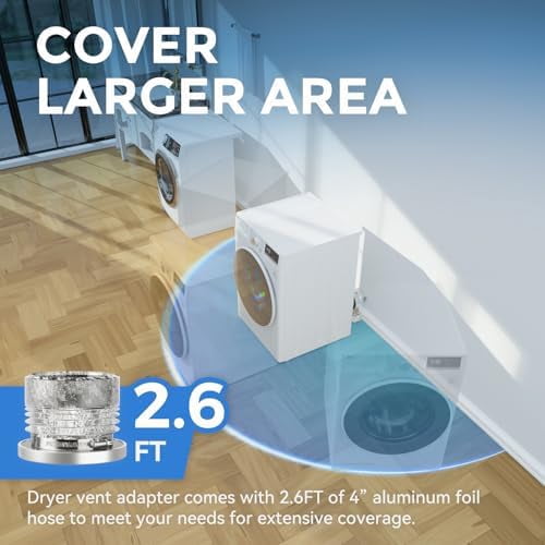 Magnetic Dryer Vent Coupling DV90 Airtight Seal Dryer Vent Connector Kit Easy to Clean Quick Connector Including a 2.6ft 4" Duct and two Clamps