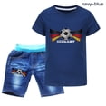 thumbnail image 2 of EnJoCho Children's Sportswear T Shirt + Trousers Short Sleeve + Jeans Football Print Germany Track Clothes for Girls, 2 of 9