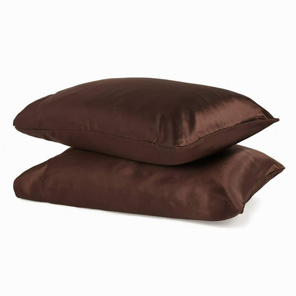 Orly'sDream Satin Pillowcase For Hair and Skin, Standard Size/Queen Size (20" x 30"), Set of 2 Envelope Closure Pillow Cases (Coffee)