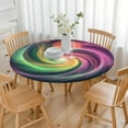thumbnail image 3 of Colorful Tie Dye Spiral Galaxy Pattern Round Fitted Tablecloth with Elastic Edge,Dining Table Cover Waterproof,Outdoor Round Tablecloth for Camping,Dining,Indoor and Outdoor, 3 of 7