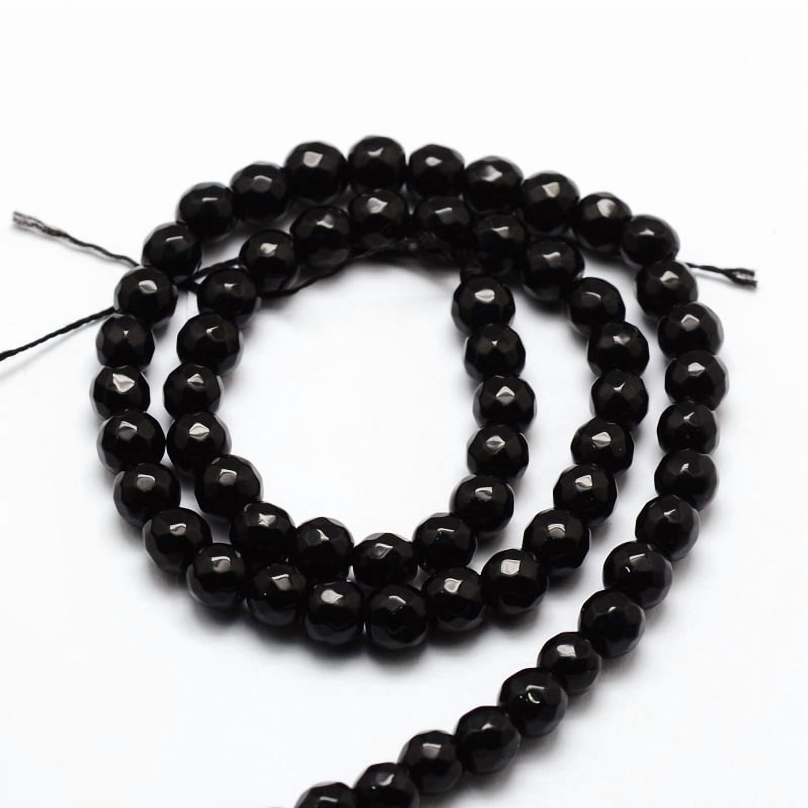 Faceted Natural Black Onyx Round Beads Strands Dyed Black 6mm Hole: 1mm about 64pcs/strand 14.7 inch