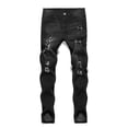 thumbnail image 2 of Gvmfive Men Denim Zip Fly Mid Rise Side Pockets Skinny Ripped Jeans, 2 of 5