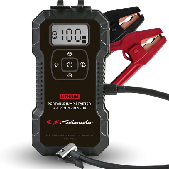 Schumacher Electric 1800A Lithium Car Battery Jump Starter and Power pack/Jump Box, Air Compressor, USB, 12V Sport, Auto, Marine Batteries, SL1686