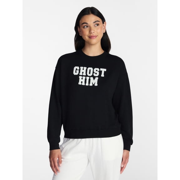 Halloween and Fall Women's French Terry Knit Lounge Sleep Top with Long Sleeves, Sizes XS-3X