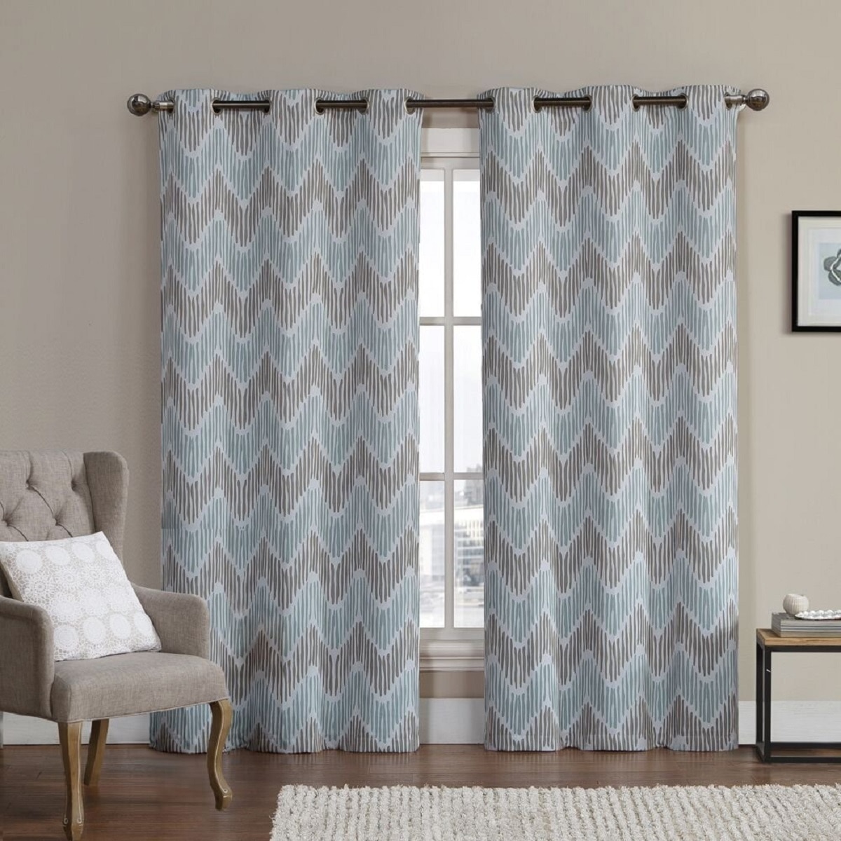 Marlie Intelligent design Blackout Weave Grommet Curtain Panels (Set of