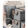 thumbnail image 3 of Juego de 3 Caja de Almacenamiento de Tela con Tapa, Organizadores de Armario y Cubos de Almacenaje Apilables y Abatibles con Asas y Ventana y Estructura Acero,Contenedor de Ropa para Ropa, 3 of 9