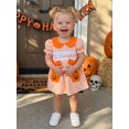 thumbnail image 4 of Cenuakty Girl Halloween Romper Letter Pumpkin Embroidery Short Sleeve Bodysuits, 4 of 9