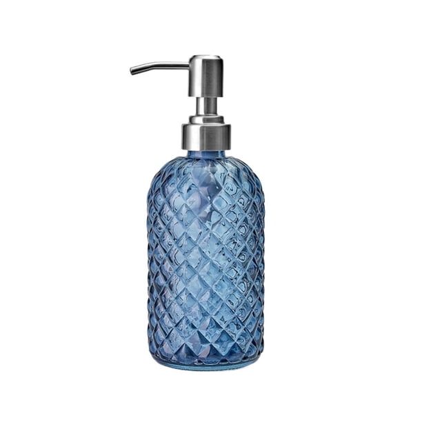 Dispensador de jabón de vidrio con bomba de acero inoxidable, botella dispensadora de loción for baño.